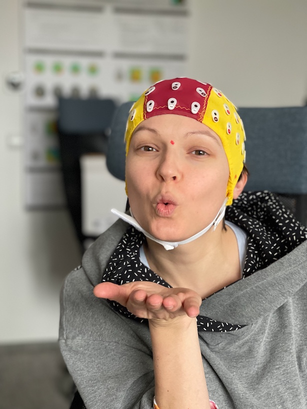Researcher in EEG cap